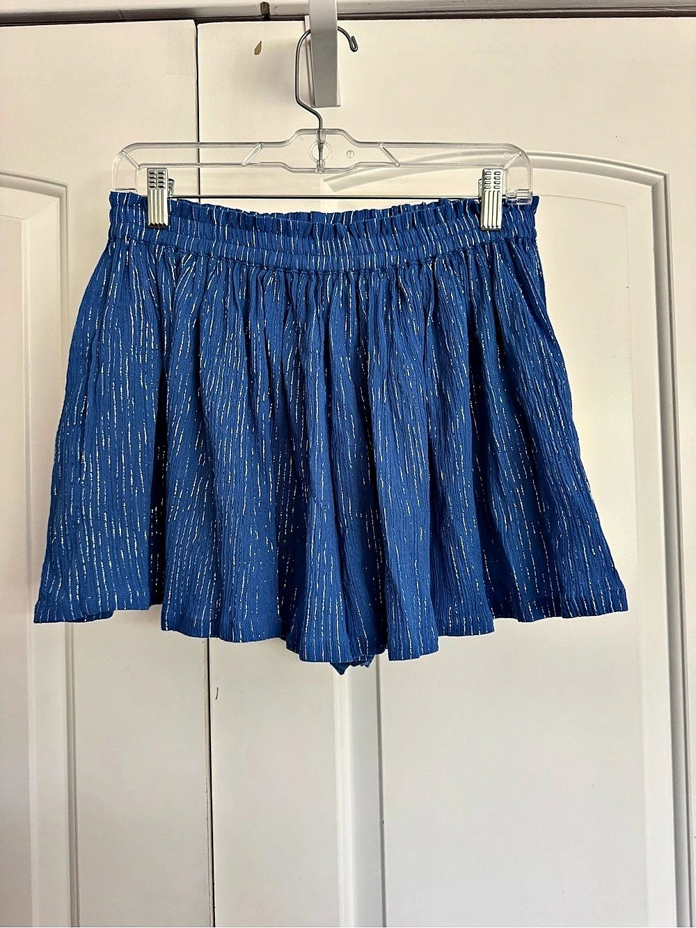 NWT Suzi Kondi Pezo Play Shorts size M blue lurex gauze - Picture 2 of 6